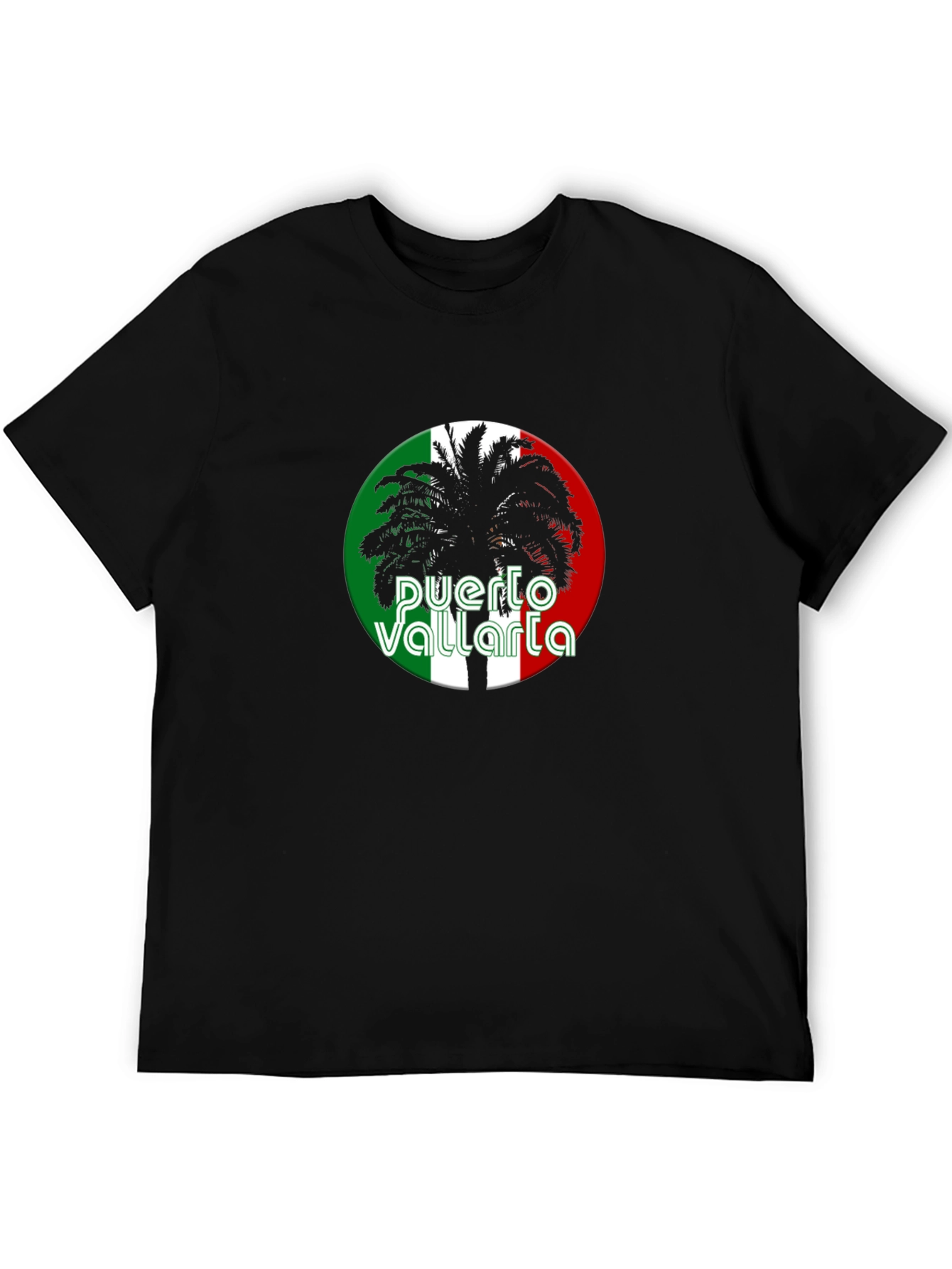 Puerto Vallarta Palm Tree Black T-Shirt