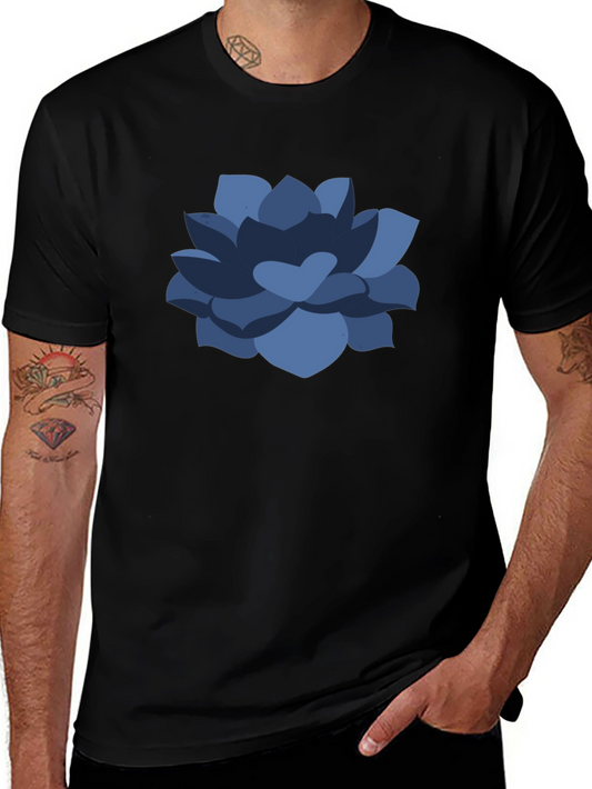 Blue Succulent Graphic Tee - Casual Comfort