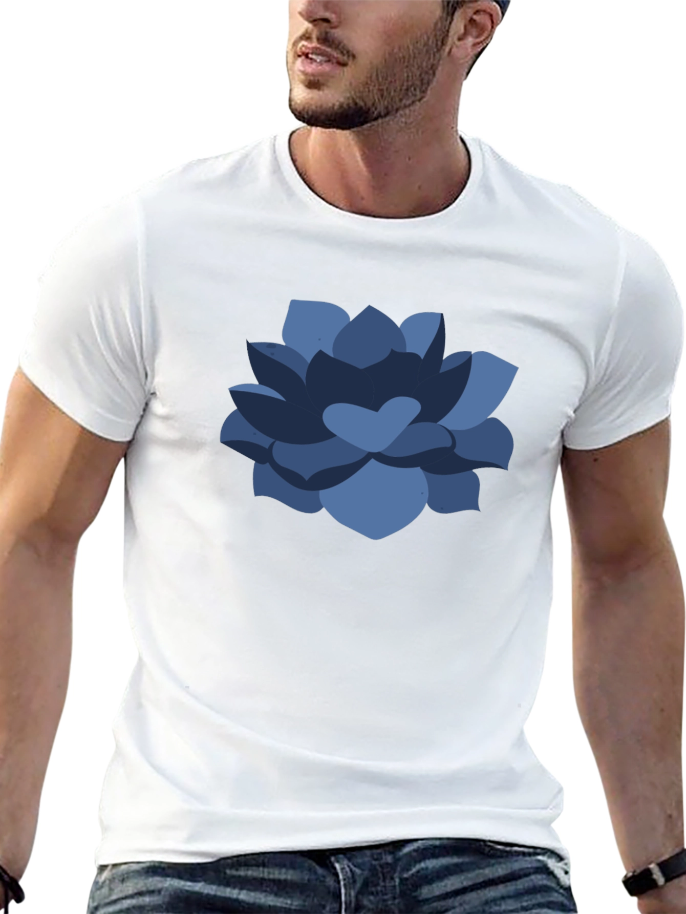 Blue Succulent Graphic Tee - Casual Comfort