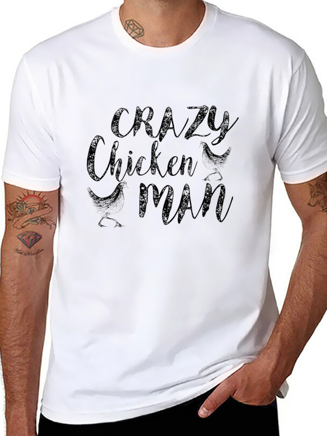 Crazy Chicken Man Black T-Shirt