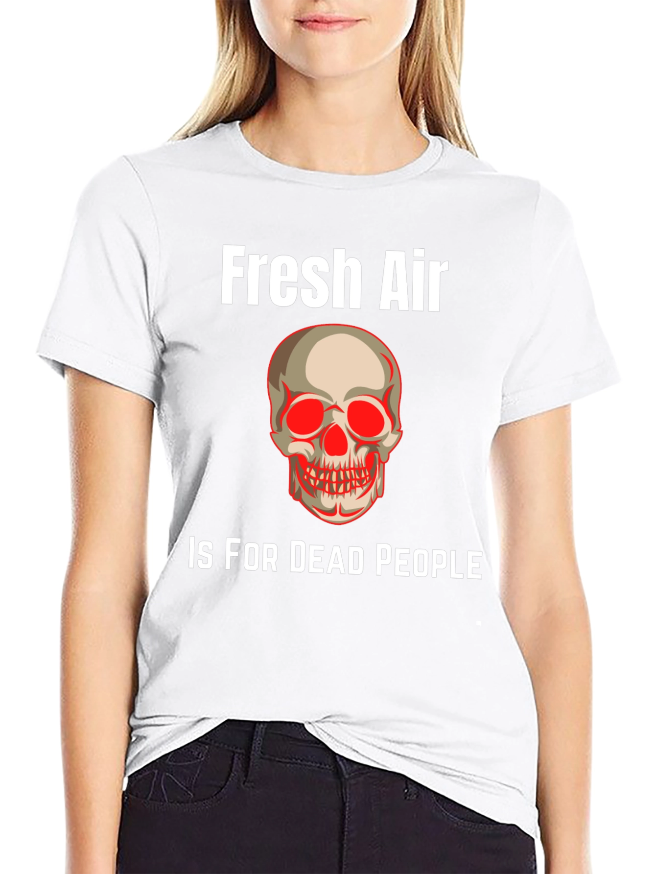 Fresh Air Dead People Skull Graphic Tee - Black
