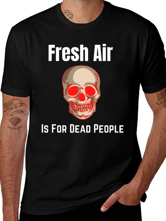 Fresh Air Dead People Skull Graphic Tee - Black