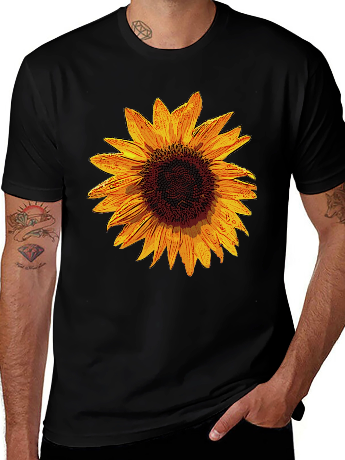 Sunflower Graphic Black T-Shirt