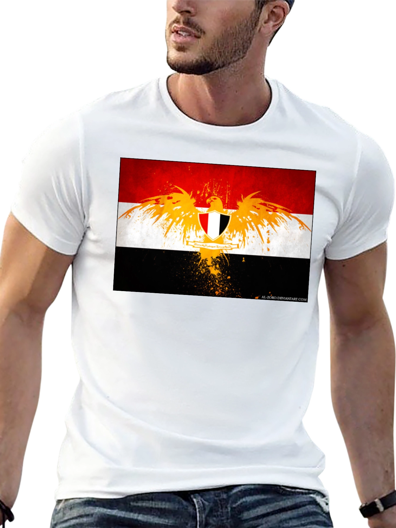 Egypt Flag Eagle Graphic T-Shirt - Black