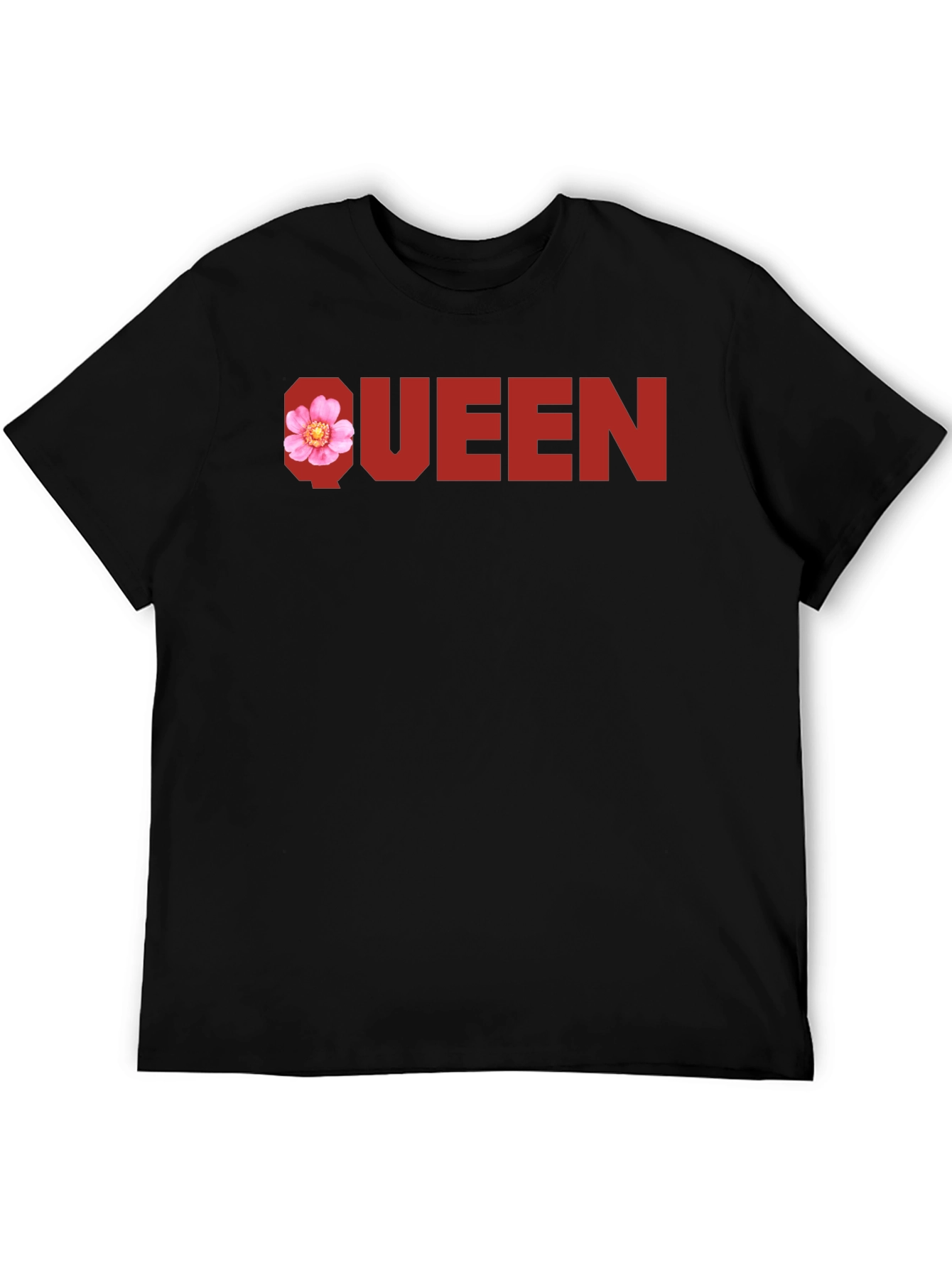 Queen Floral Graphic Tee - Black Cotton T-Shirt