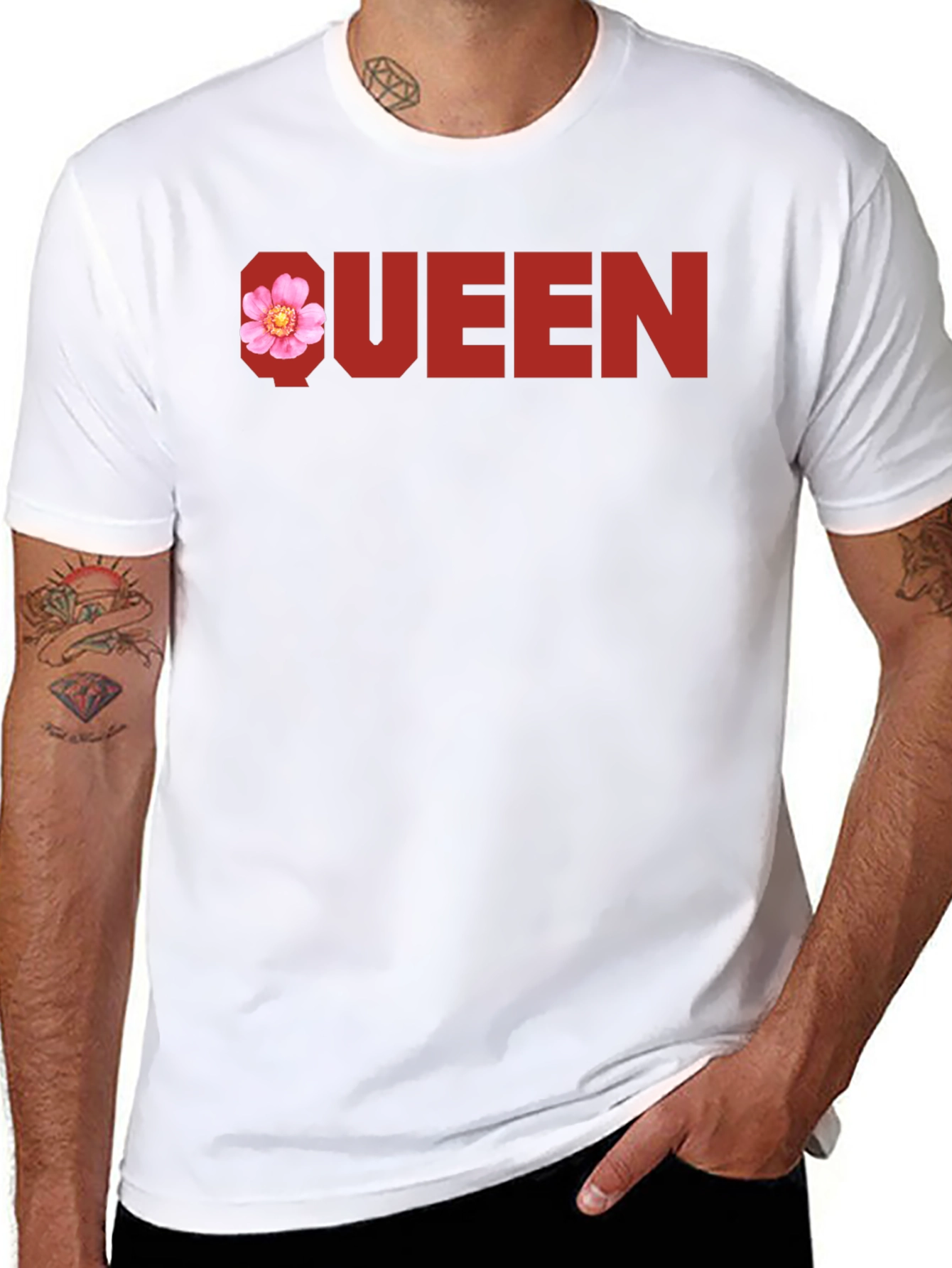 Queen Floral Graphic Tee - Black Cotton T-Shirt