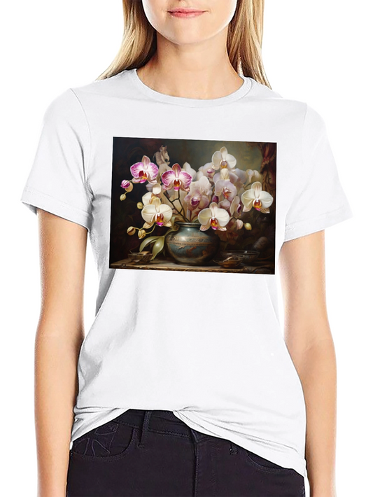 Floral Art T-Shirt: Orchid in Vase Graphic Tee