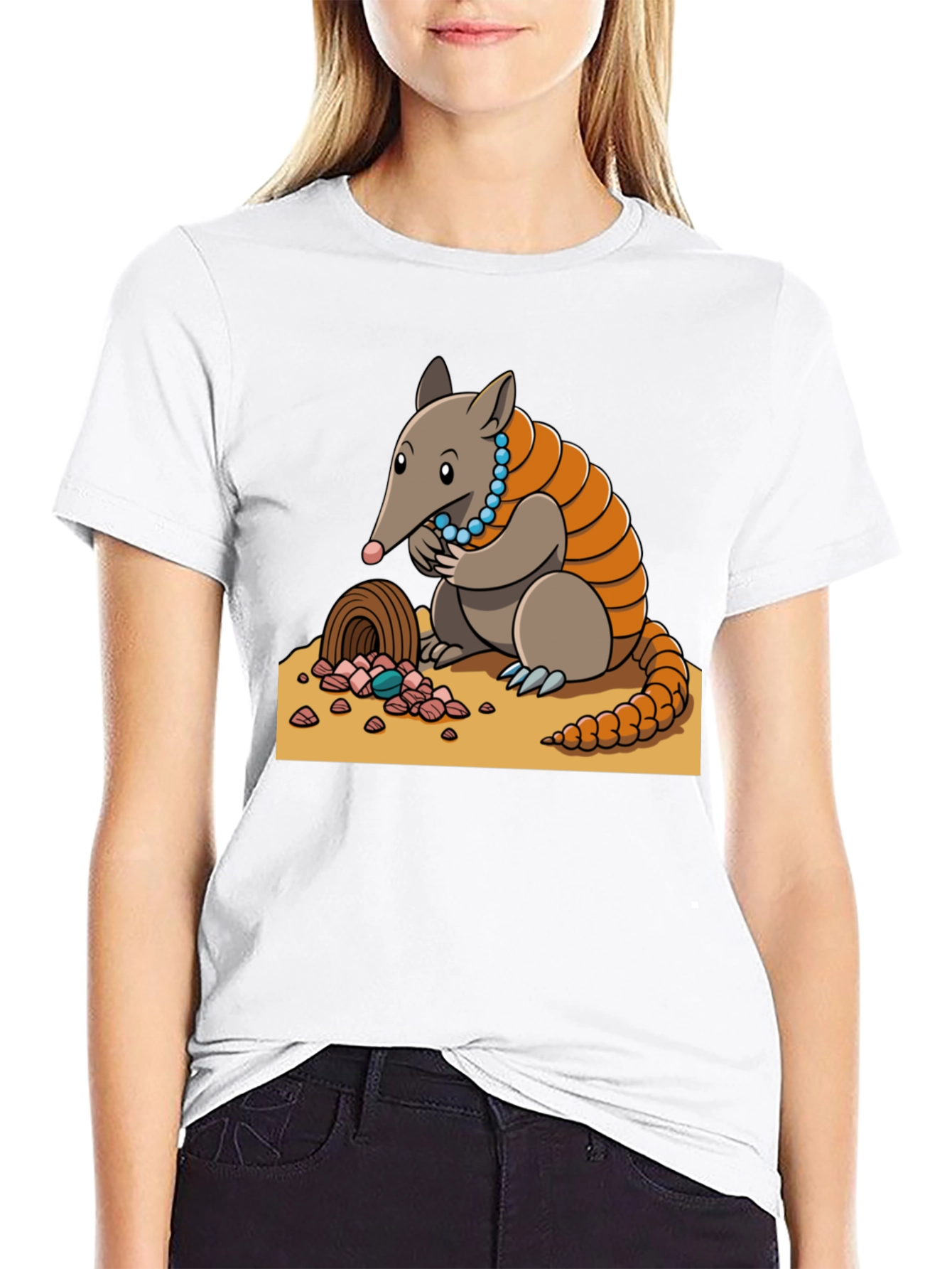 Armadillo Cartoon T-Shirt - Black