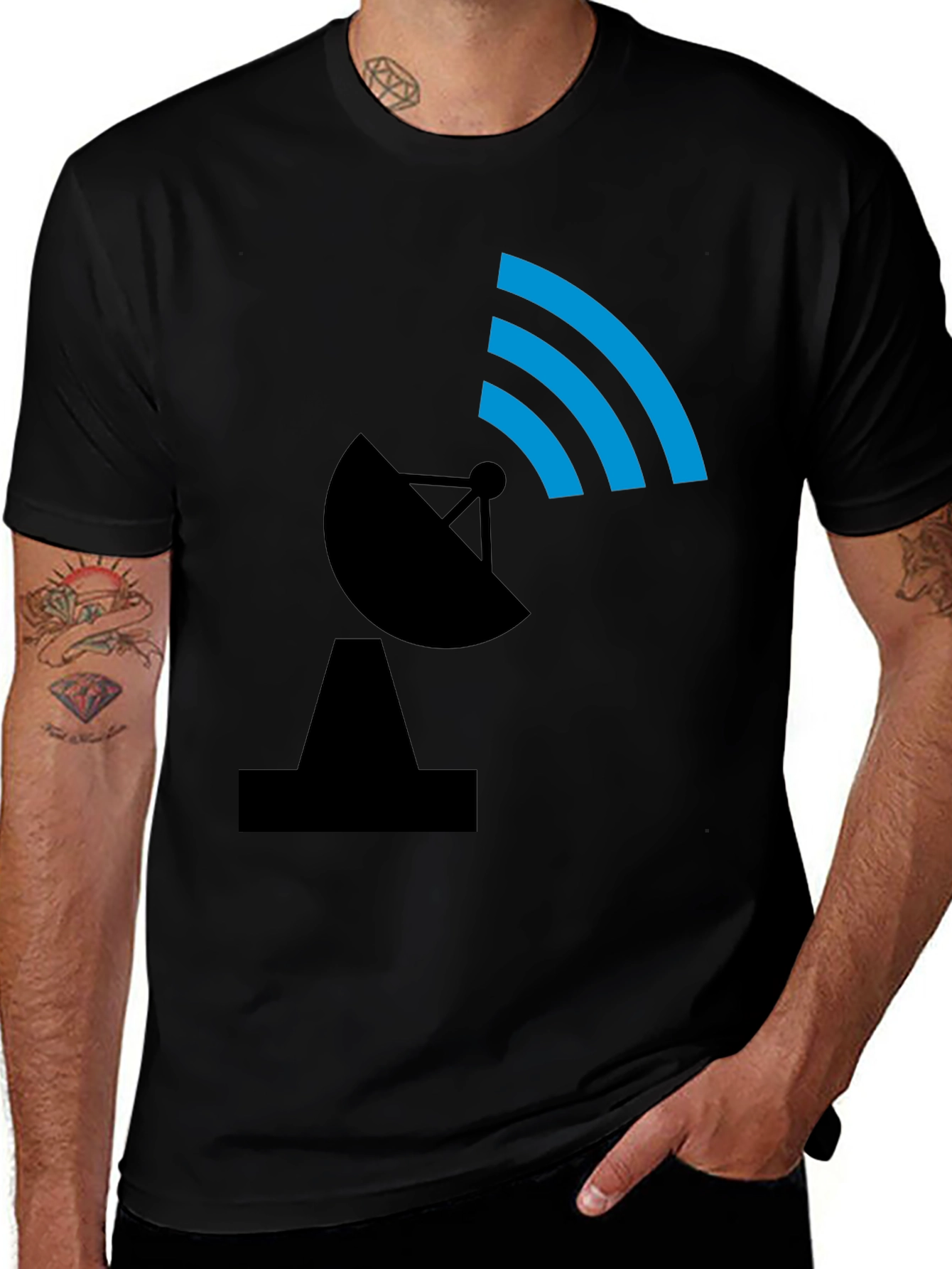 Satellite Dish Graphic Tee - Black