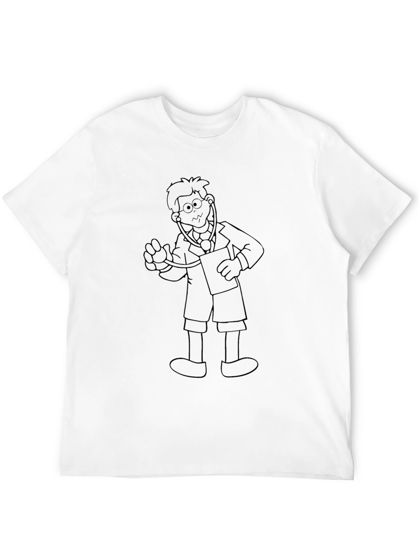 Cartoon Doctor Outline Mens T-Shirt