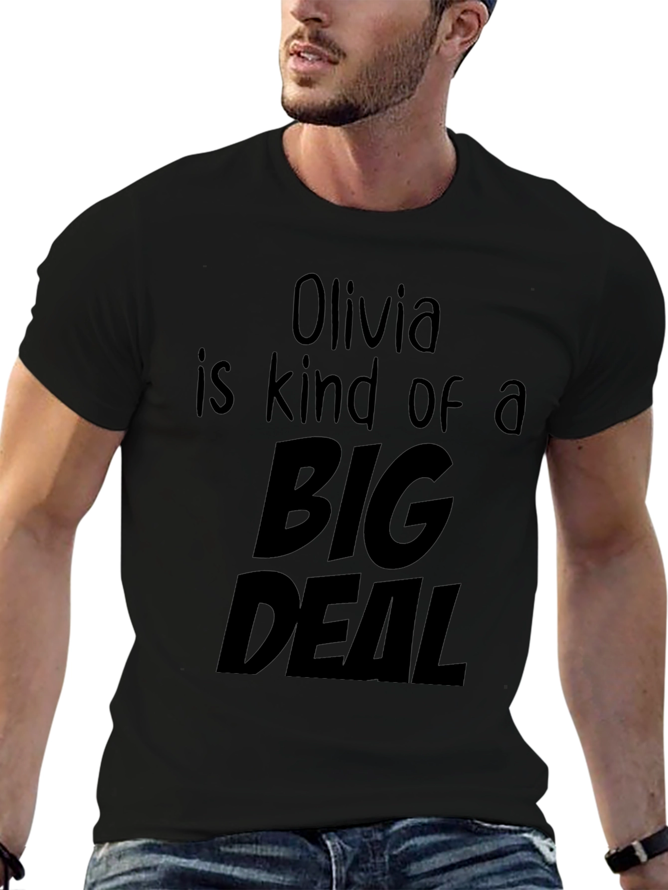 Olivia Big Deal T-Shirt - Black Crew Neck Tee