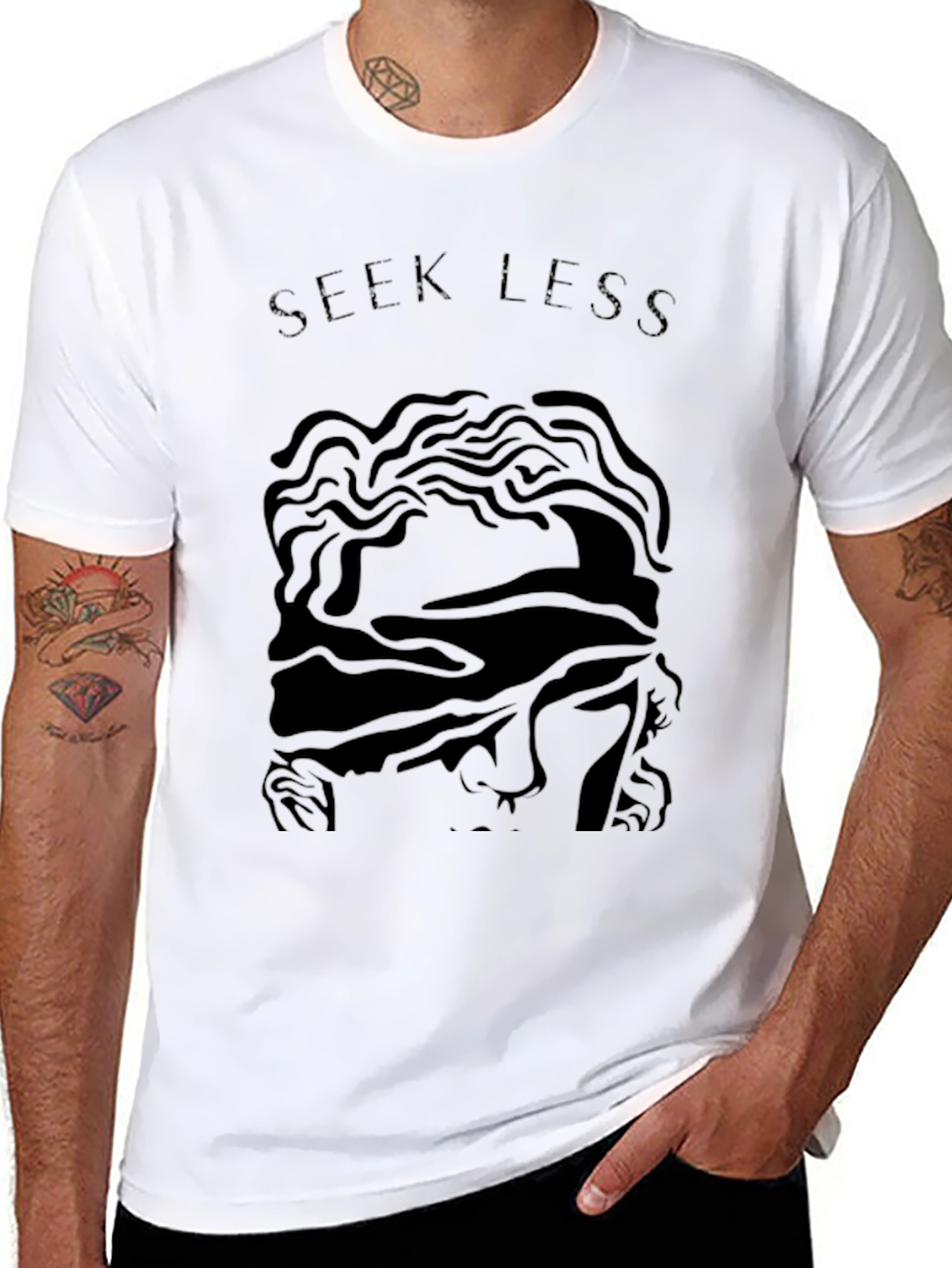 Seek Less Graphic Tee - Black