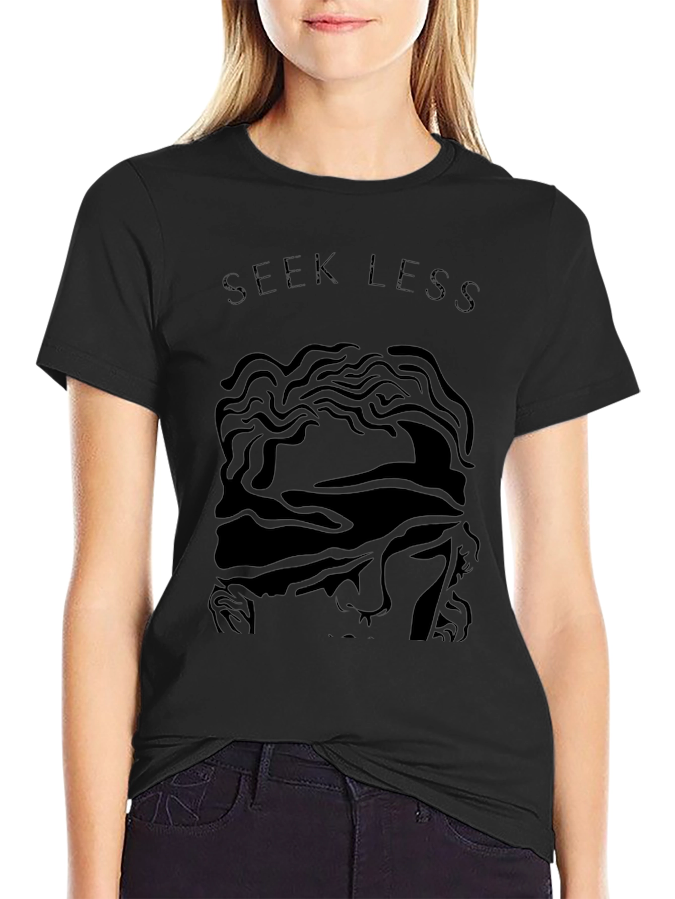 Seek Less Graphic Tee - Black