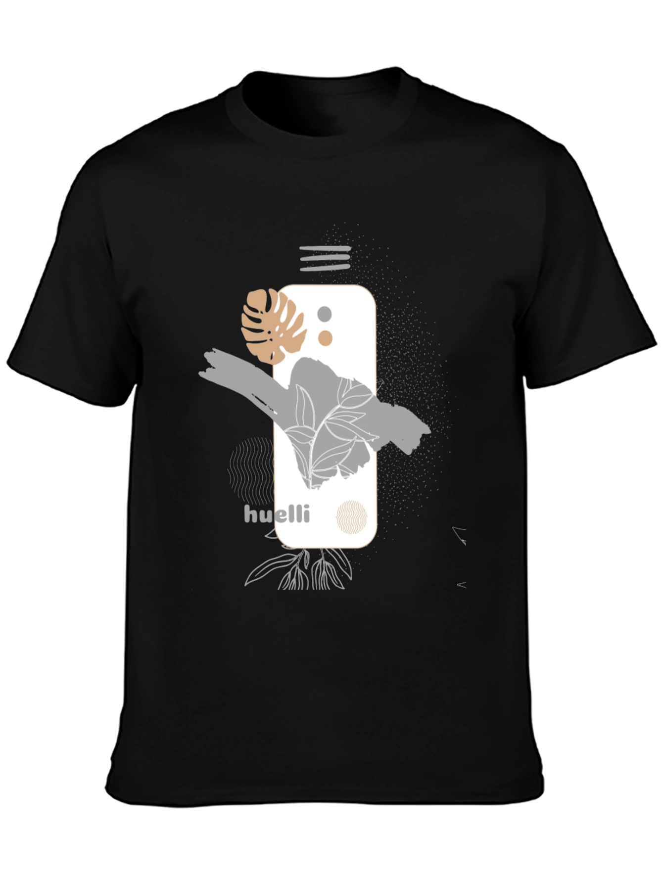 Modern Abstract Graphic Print Black T-Shirt