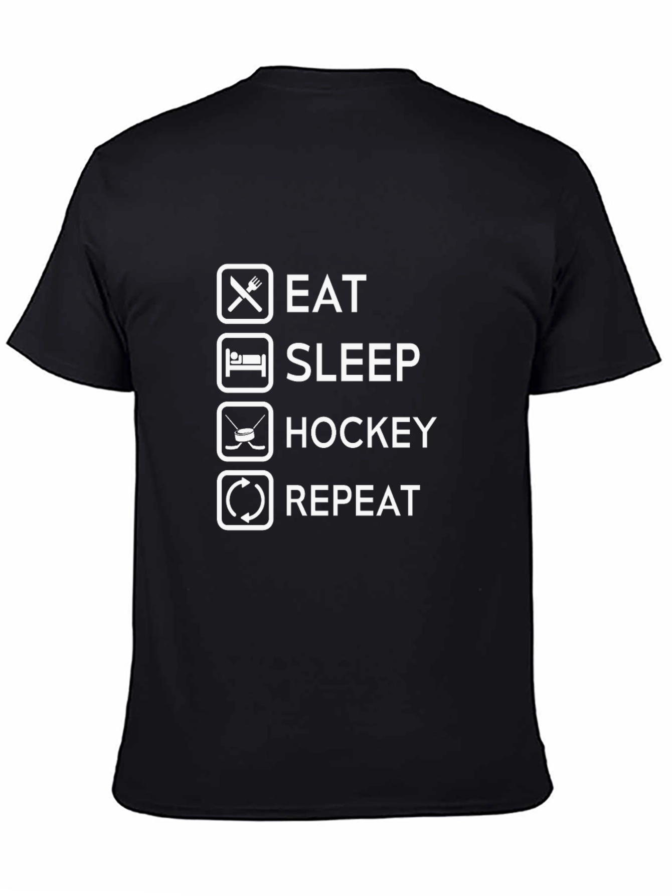 Eat Sleep Hockey Repeat Black T-Shirt
