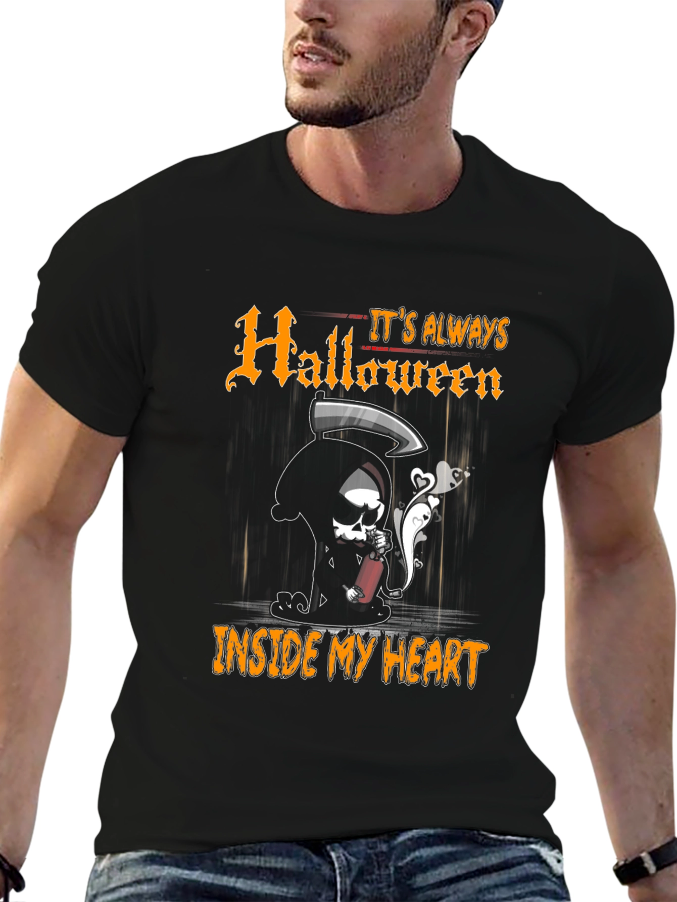 Halloween Heart T-Shirt - Grim Reaper Design