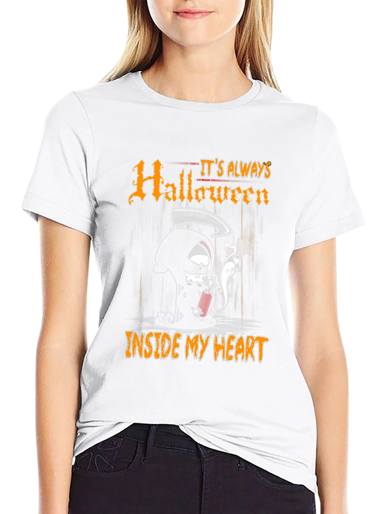Halloween Heart T-Shirt - Grim Reaper Design