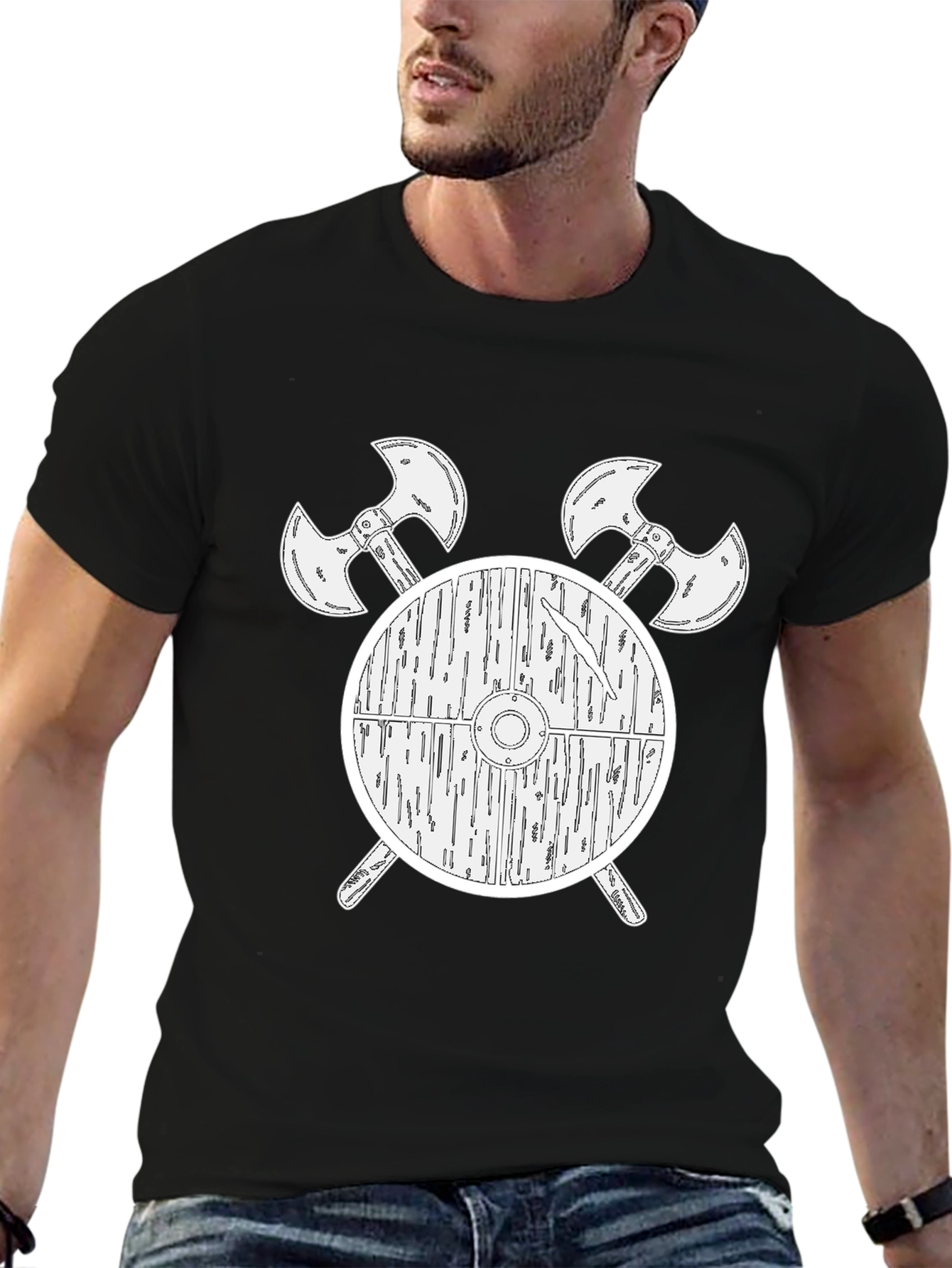 Viking Shield & Axes Graphic Tee - Black