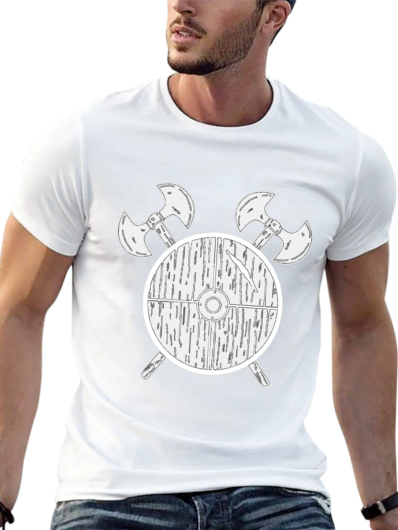 Viking Shield & Axes Graphic Tee - Black