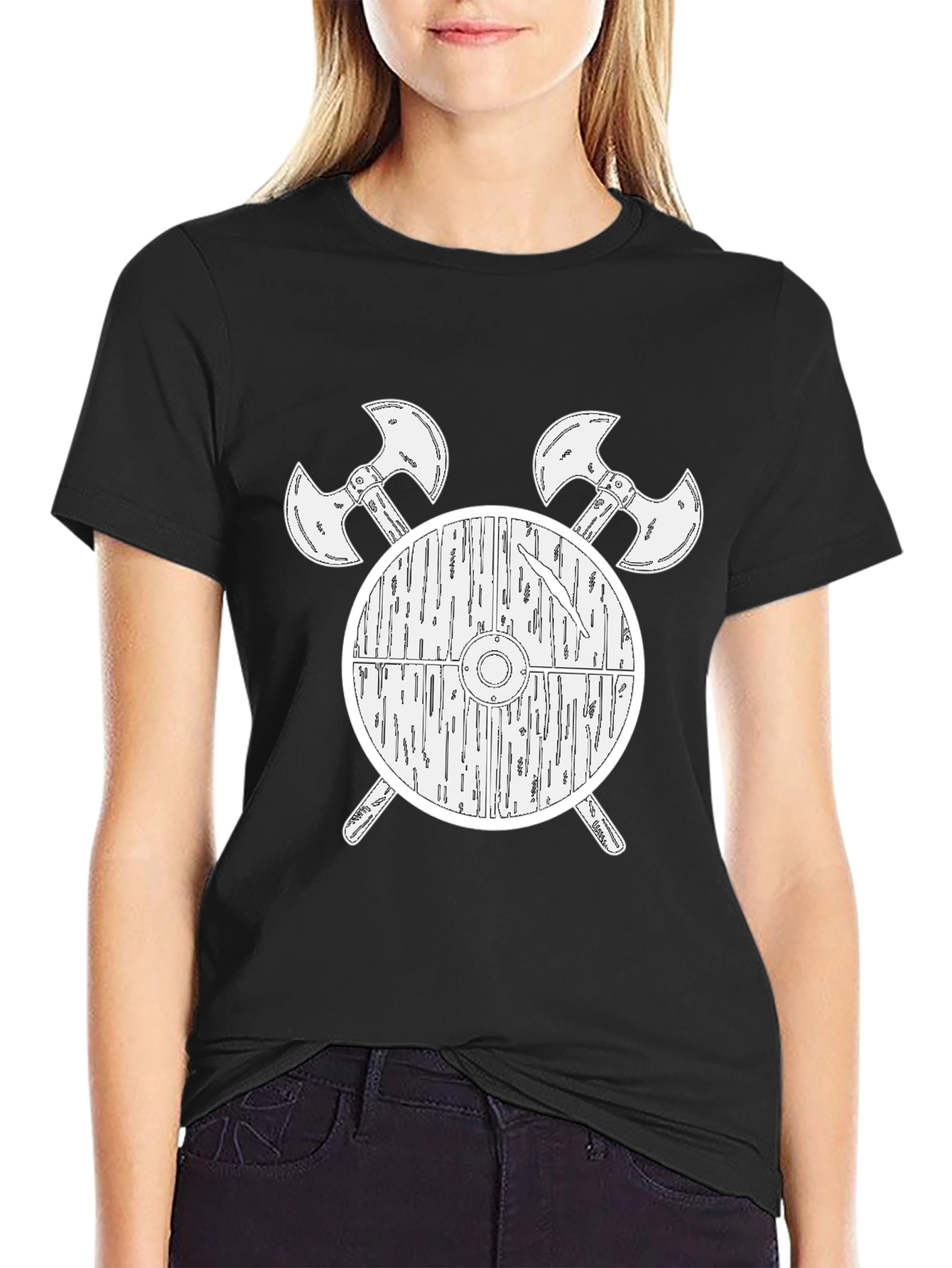 Viking Shield & Axes Graphic Tee - Black