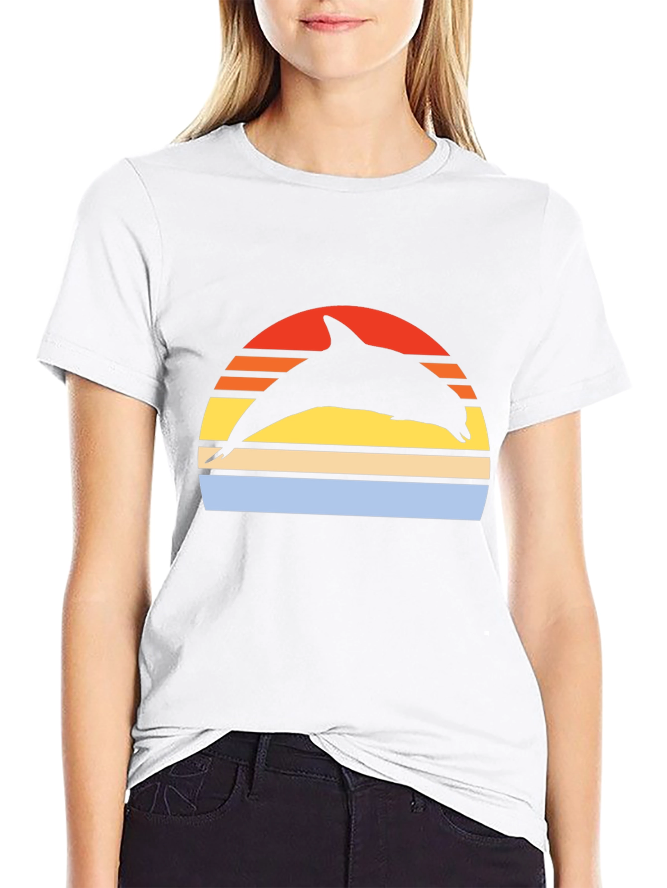 Retro Dolphin Sunset Graphic Tee