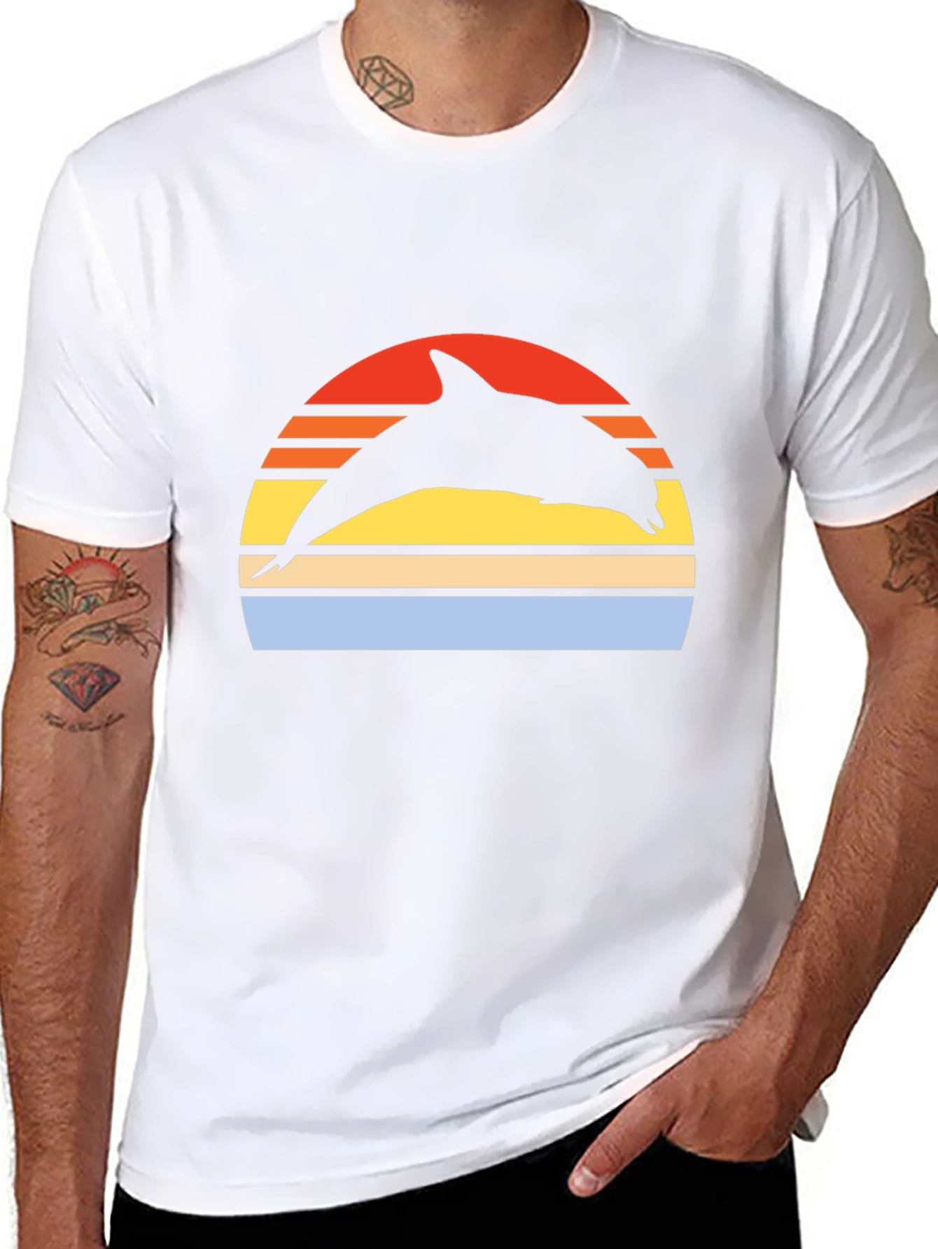 Retro Dolphin Sunset Graphic Tee
