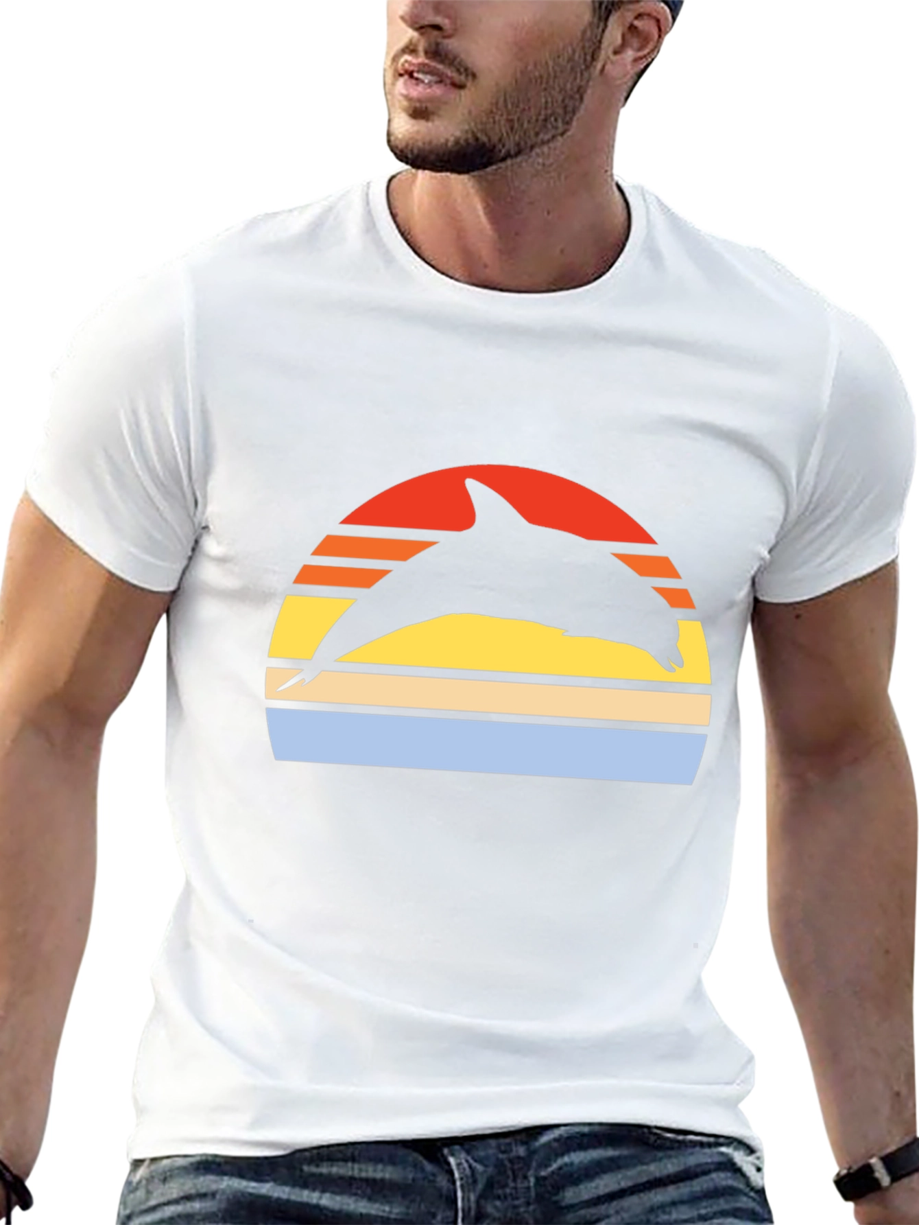 Retro Dolphin Sunset Graphic Tee