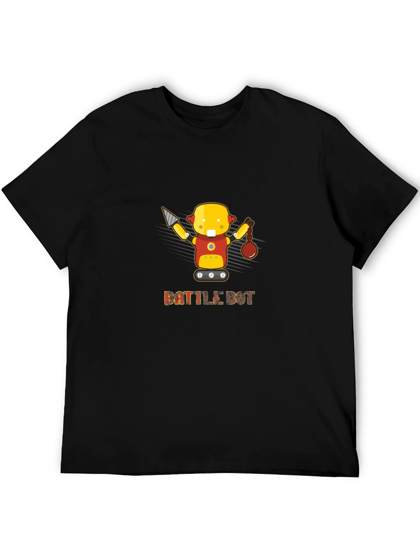 Battle Bot Graphic Tee - Black Cotton T-Shirt