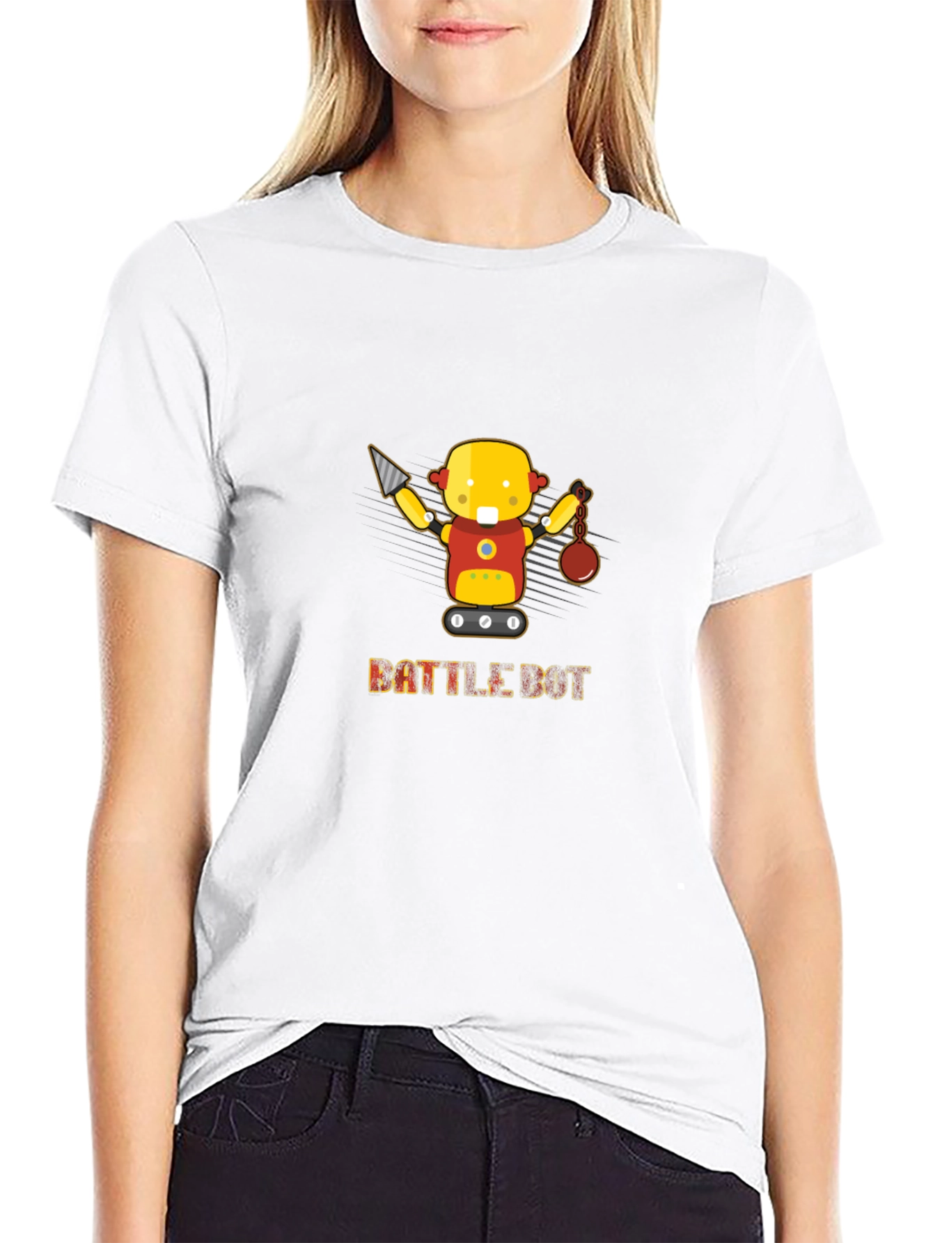 Battle Bot Graphic Tee - Black Cotton T-Shirt