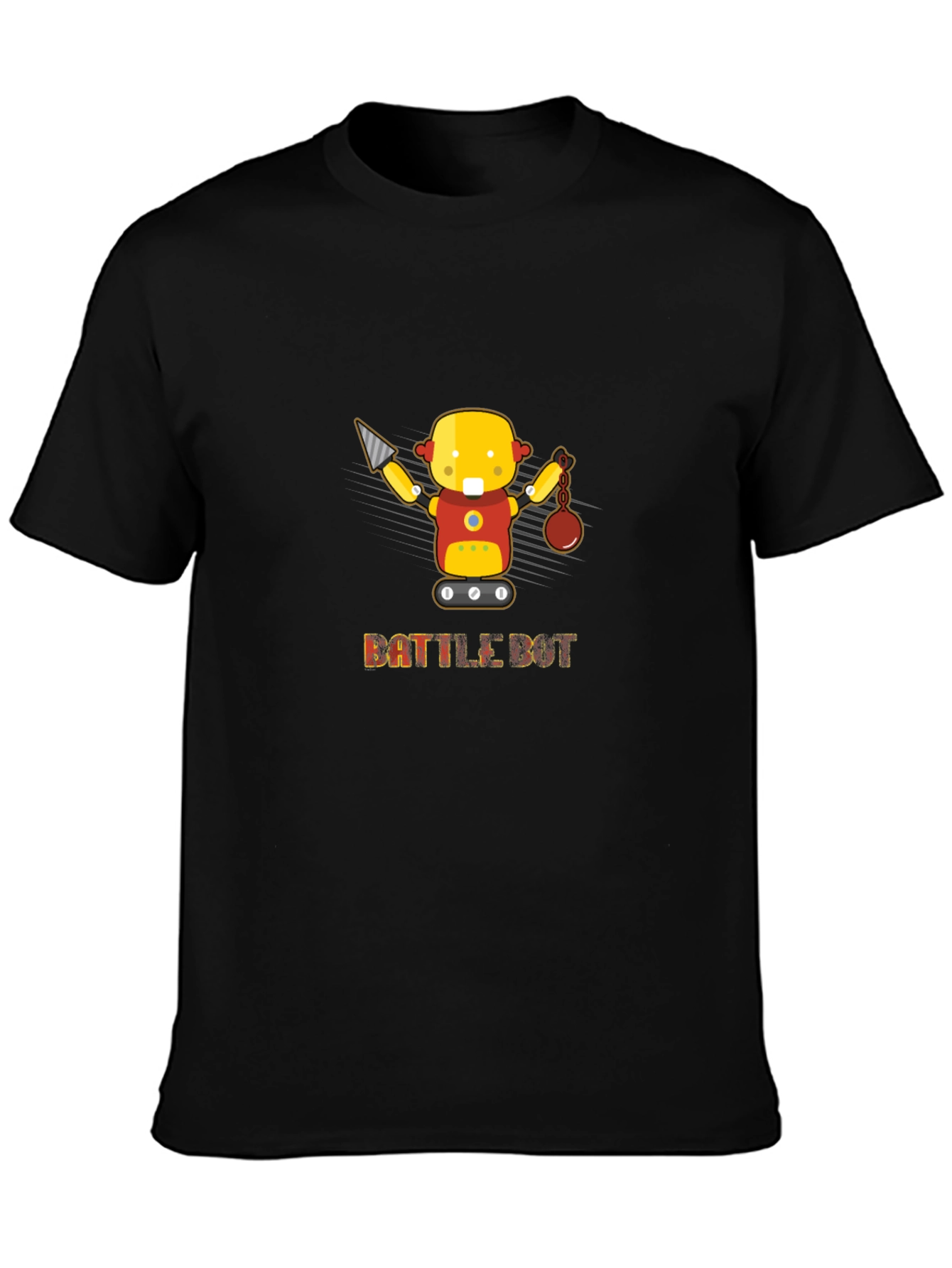 Battle Bot Graphic Tee - Black Cotton T-Shirt