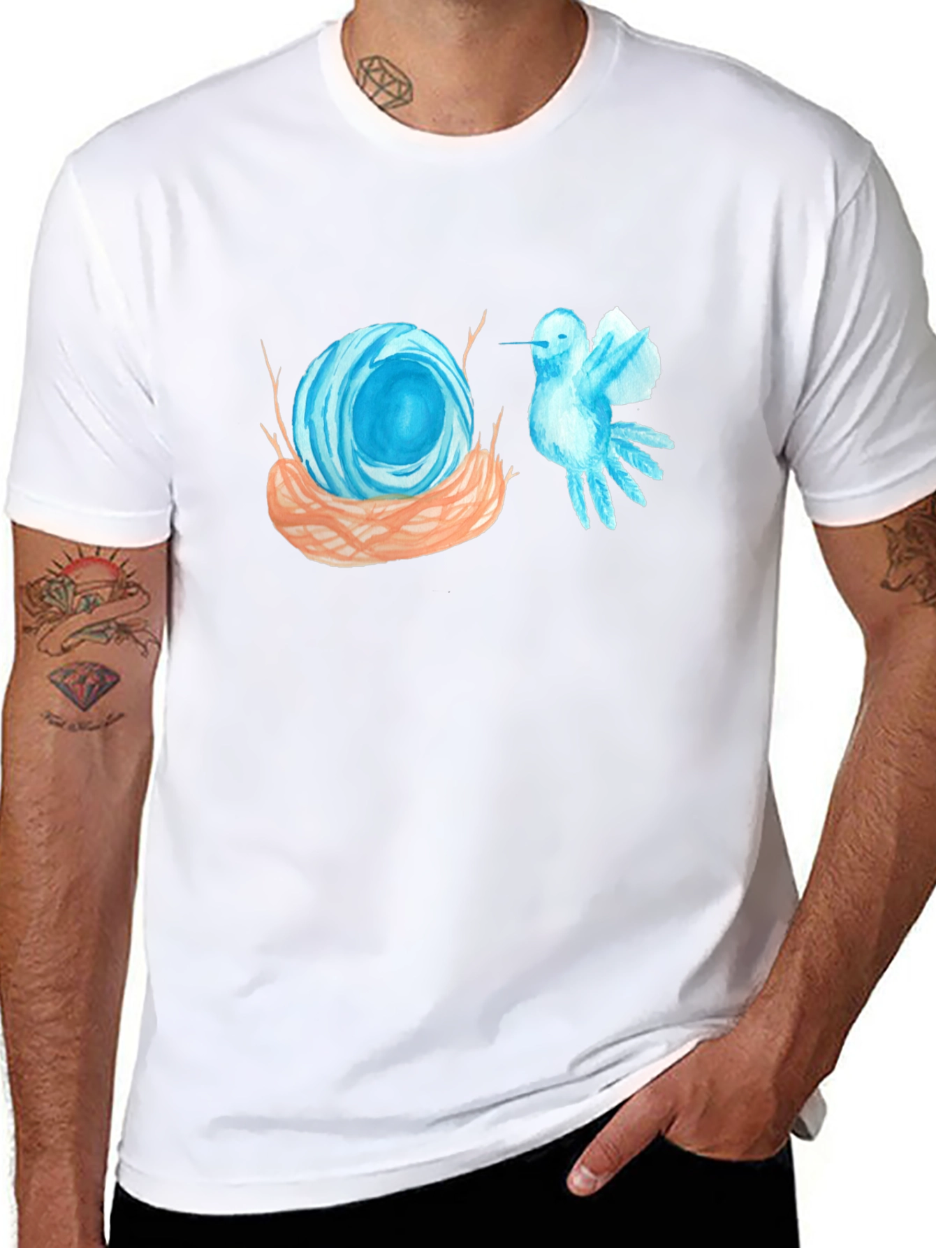 Nest & Bird Graphic Tee - Artsy Black T-Shirt