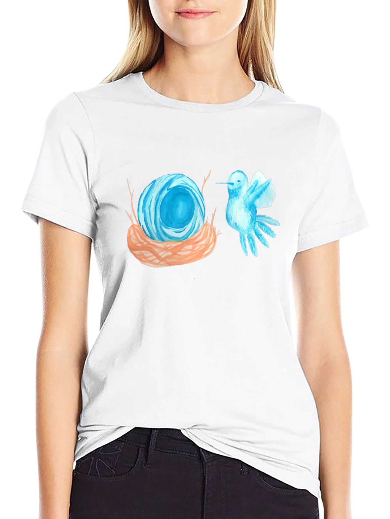 Nest & Bird Graphic Tee - Artsy Black T-Shirt