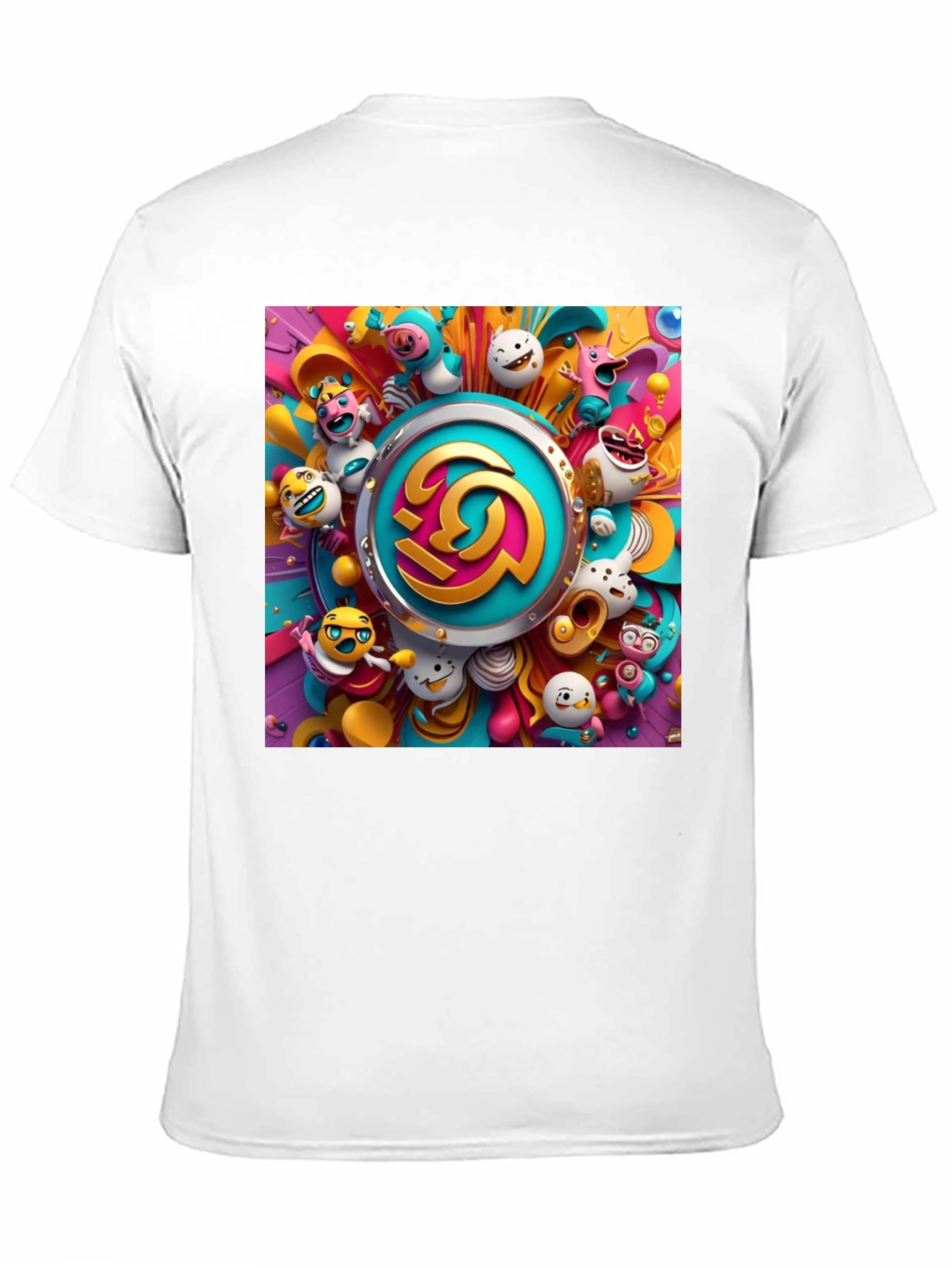 Vibrant Cartoon Graphic Print Black Tee