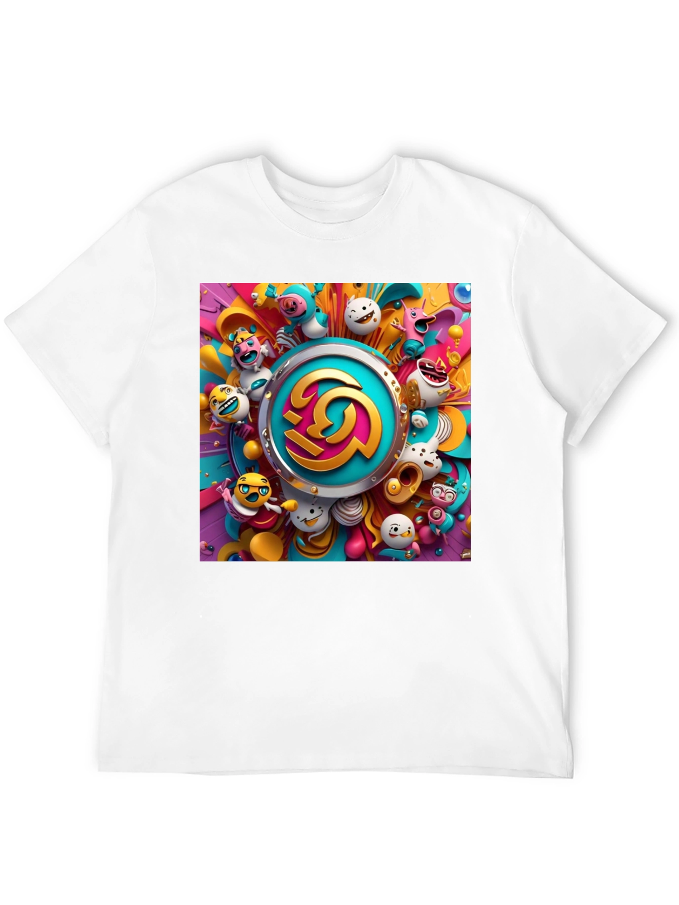 Vibrant Cartoon Graphic Print Black Tee