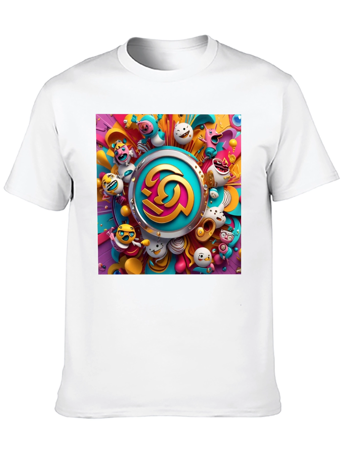 Vibrant Cartoon Graphic Print Black Tee