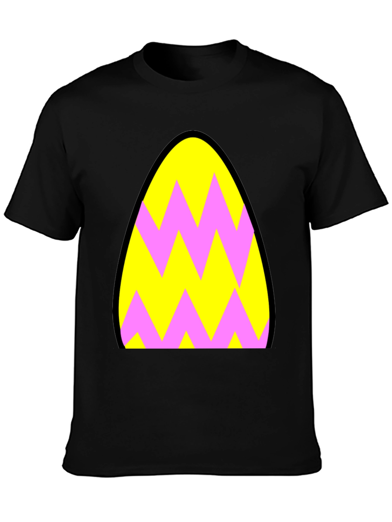 Funky Zigzag Egg T-Shirt - Black Cotton Tee