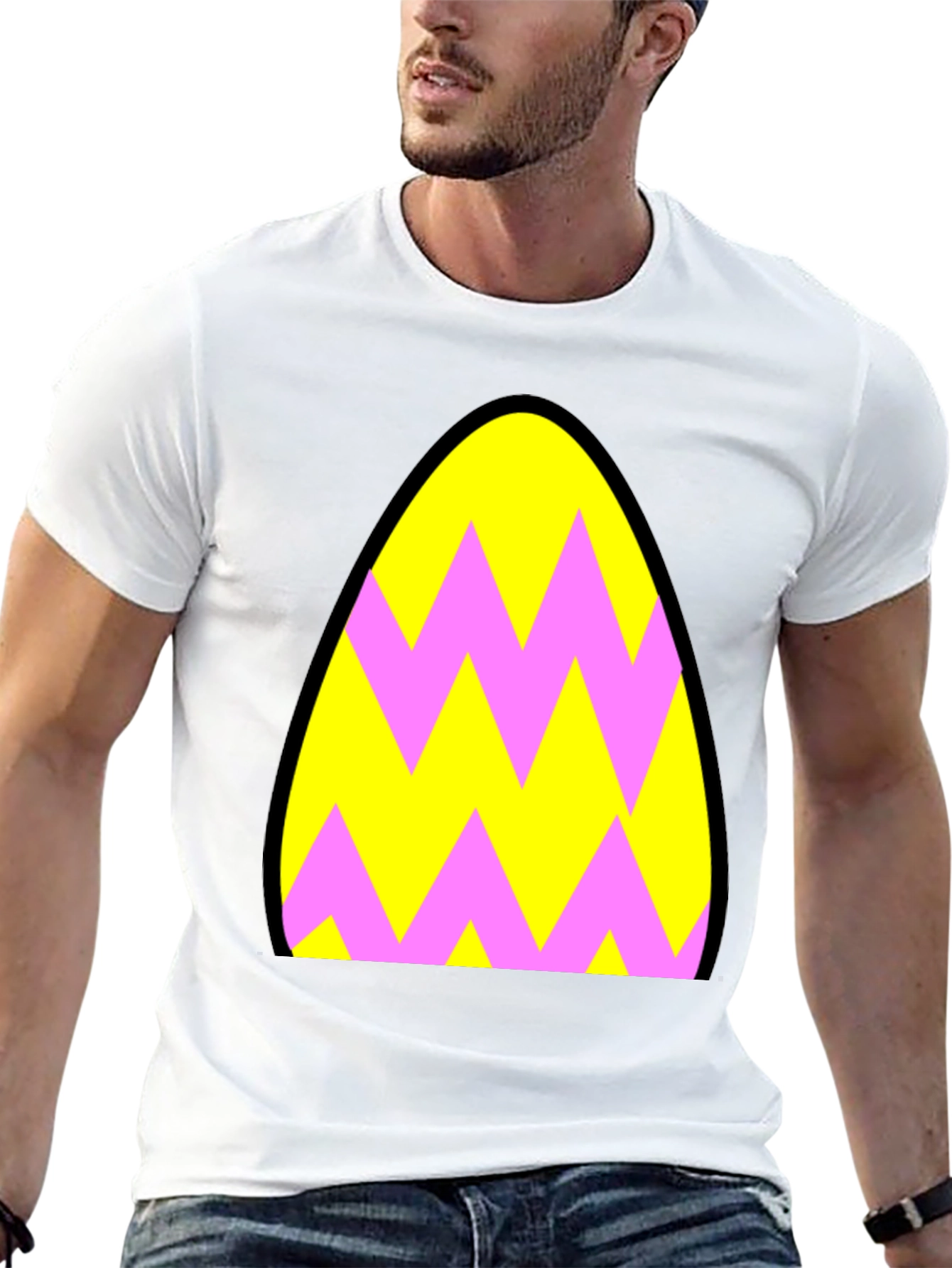 Funky Zigzag Egg T-Shirt - Black Cotton Tee