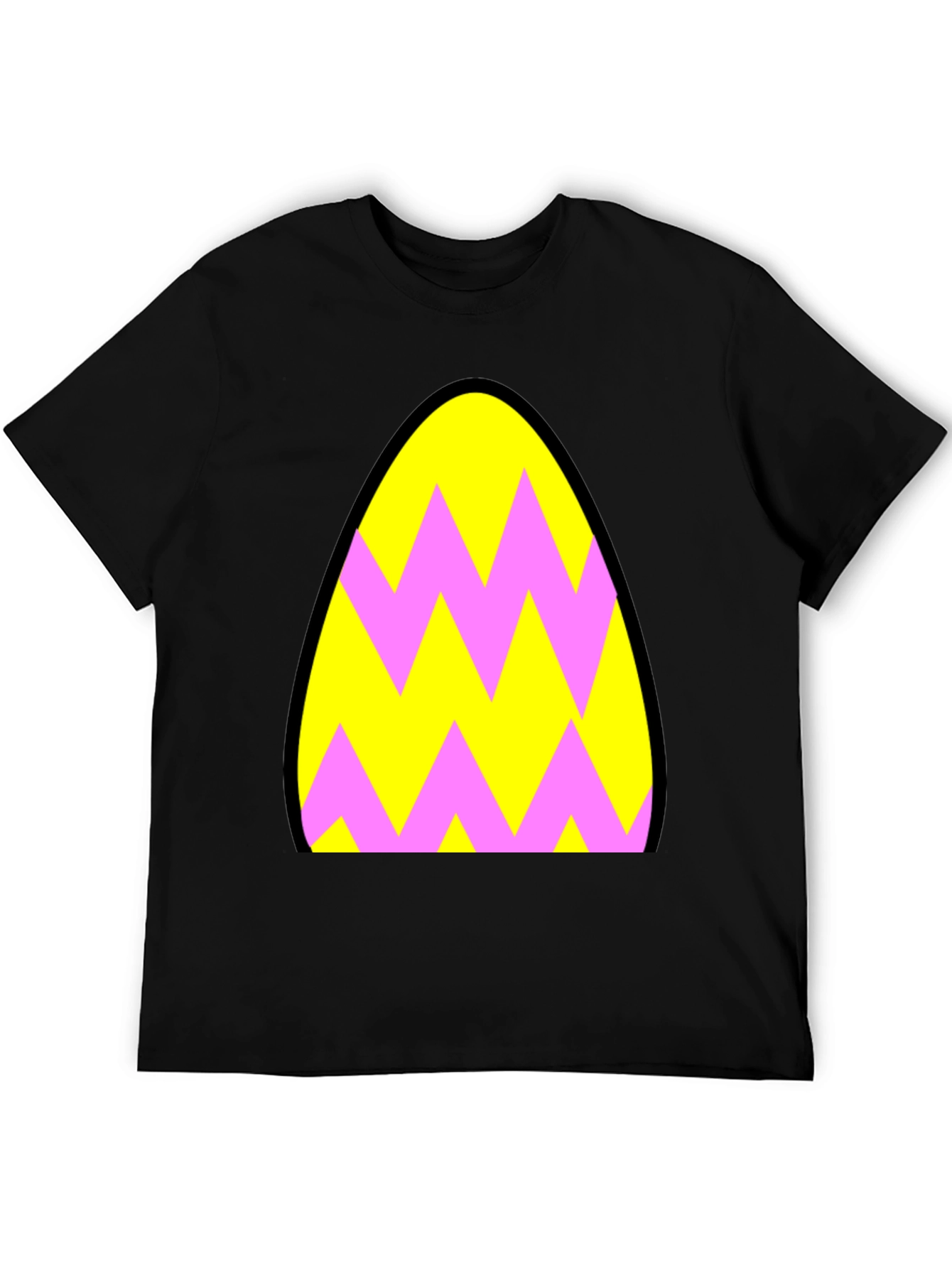 Funky Zigzag Egg T-Shirt - Black Cotton Tee