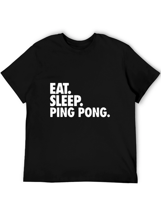 Eat Sleep Ping Pong Black Graphic T-Shirt