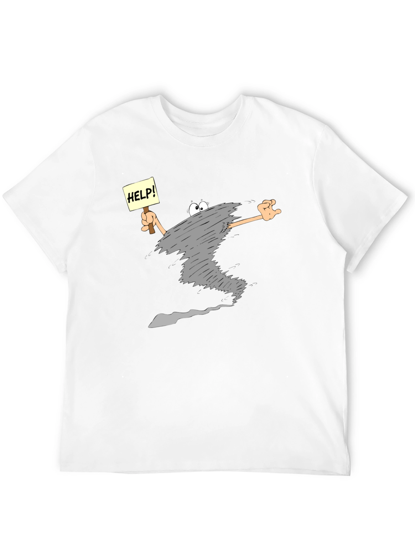Cartoon Tornado Help! T-Shirt - Black