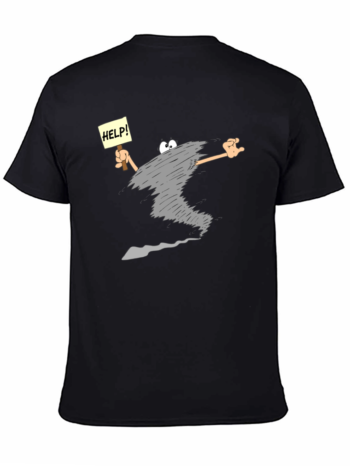 Cartoon Tornado Help! T-Shirt - Black