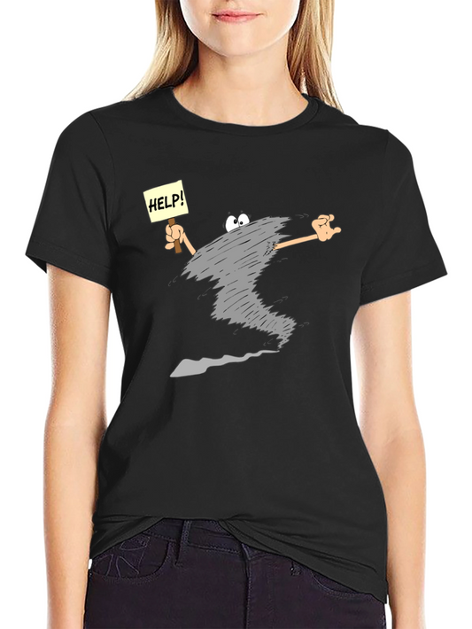 Cartoon Tornado Help! T-Shirt - Black