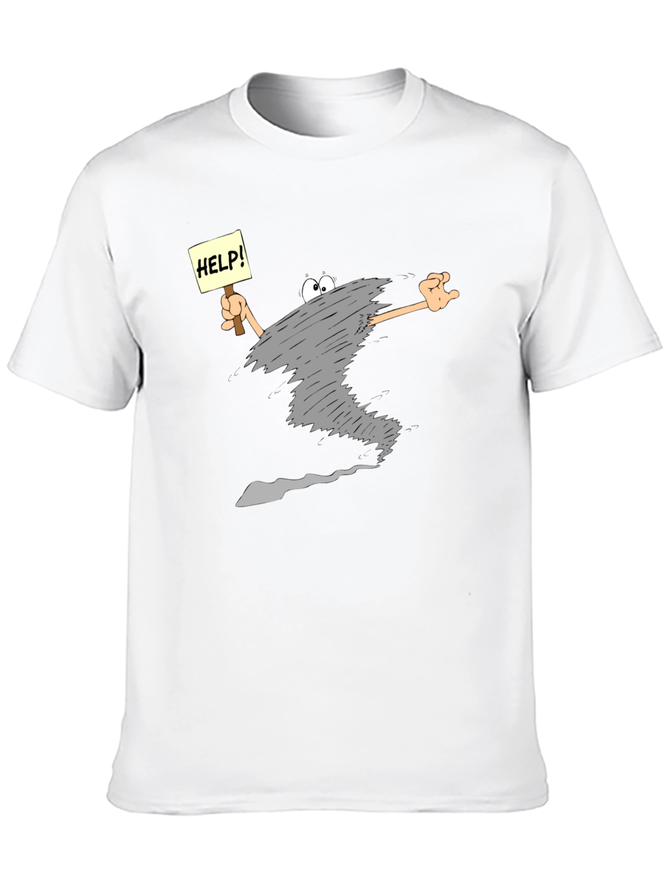 Cartoon Tornado Help! T-Shirt - Black
