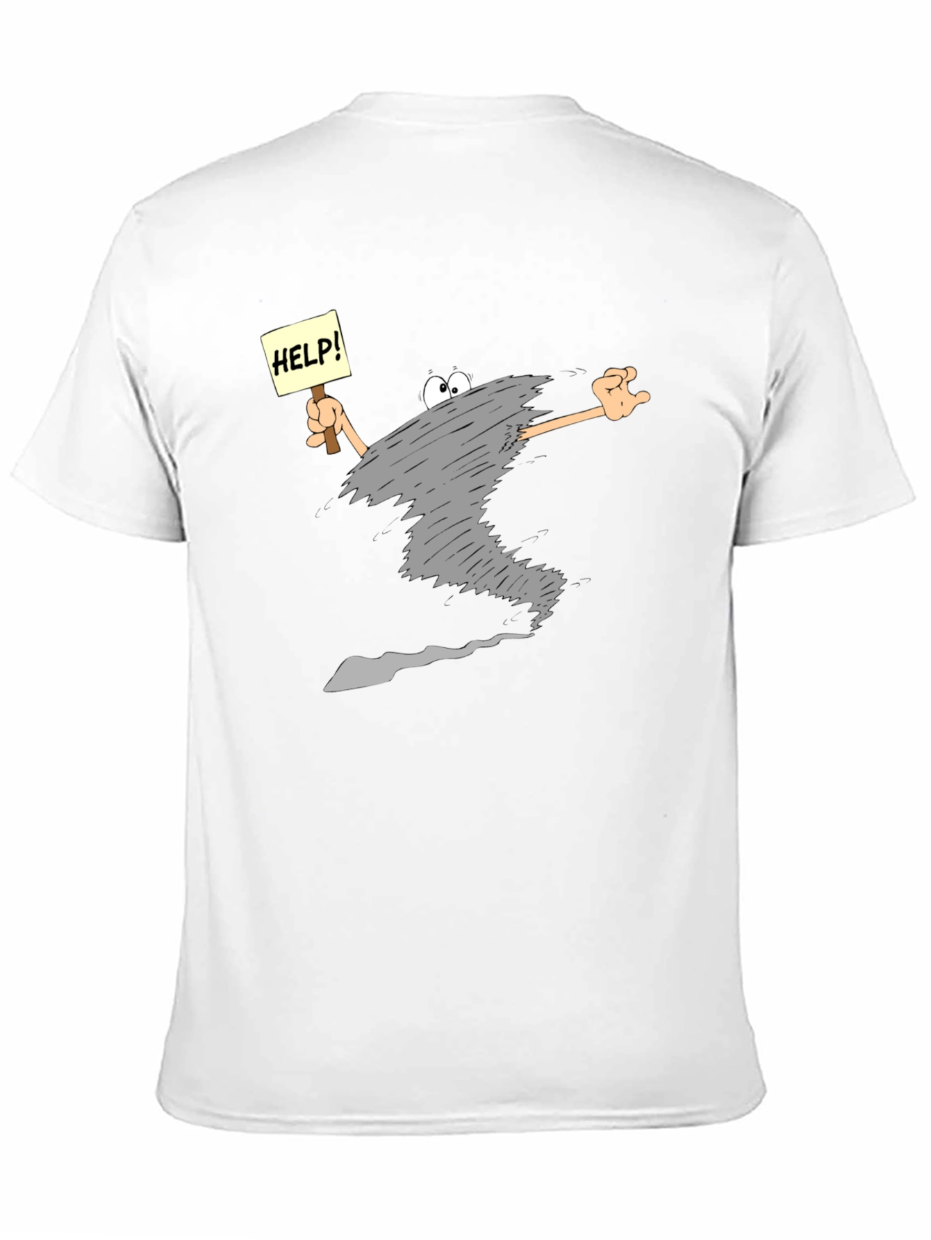 Cartoon Tornado Help! T-Shirt - Black