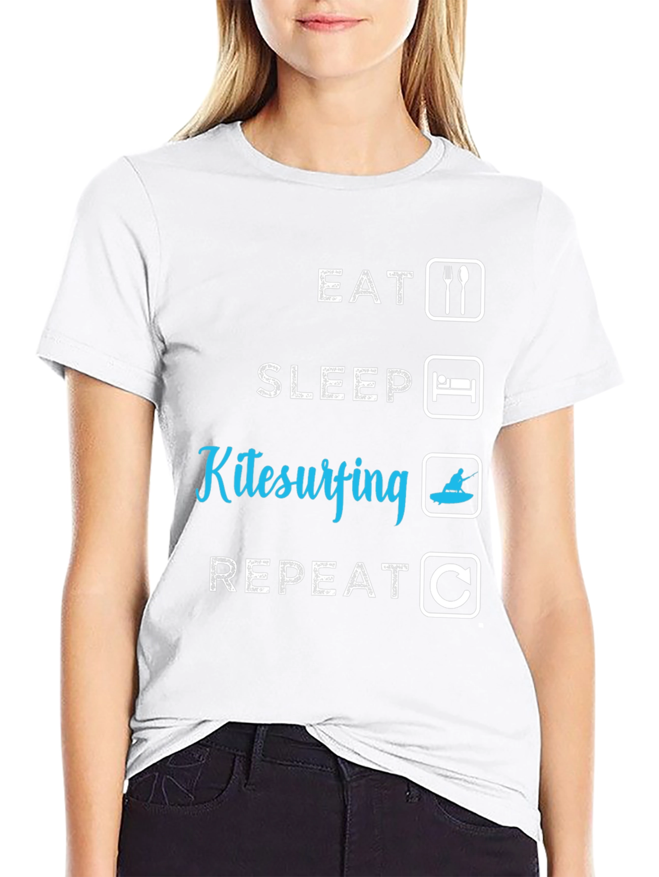 Eat Sleep Kitesurfing Repeat Black T-Shirt