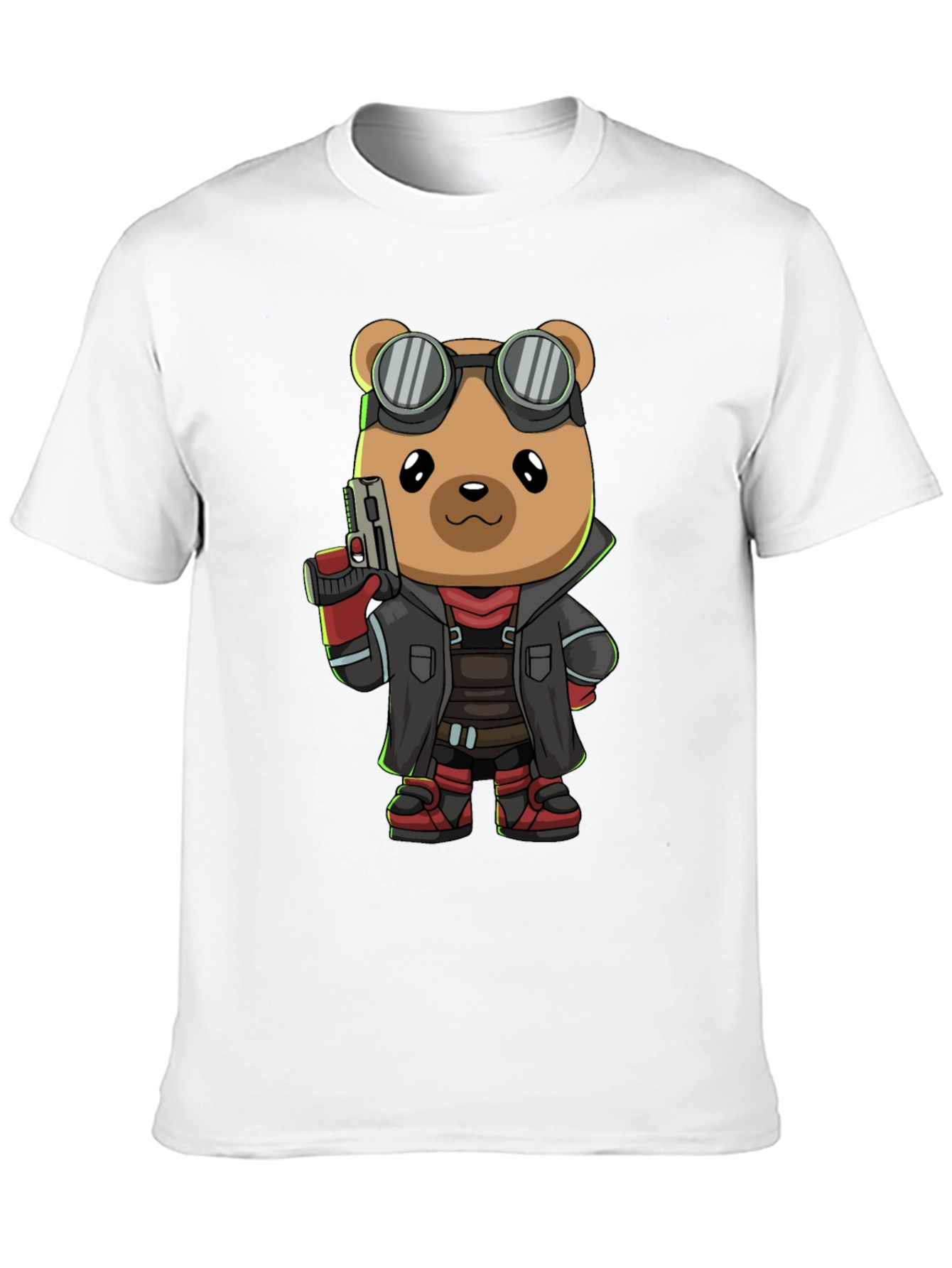 Steampunk Bear Graphic Tee - Black Casual T-Shirt
