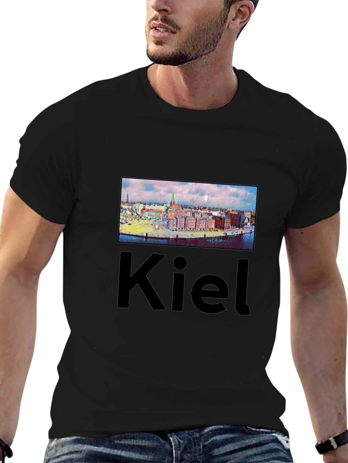 Kiel T-Shirt - Cityscape Graphic Tee - Black