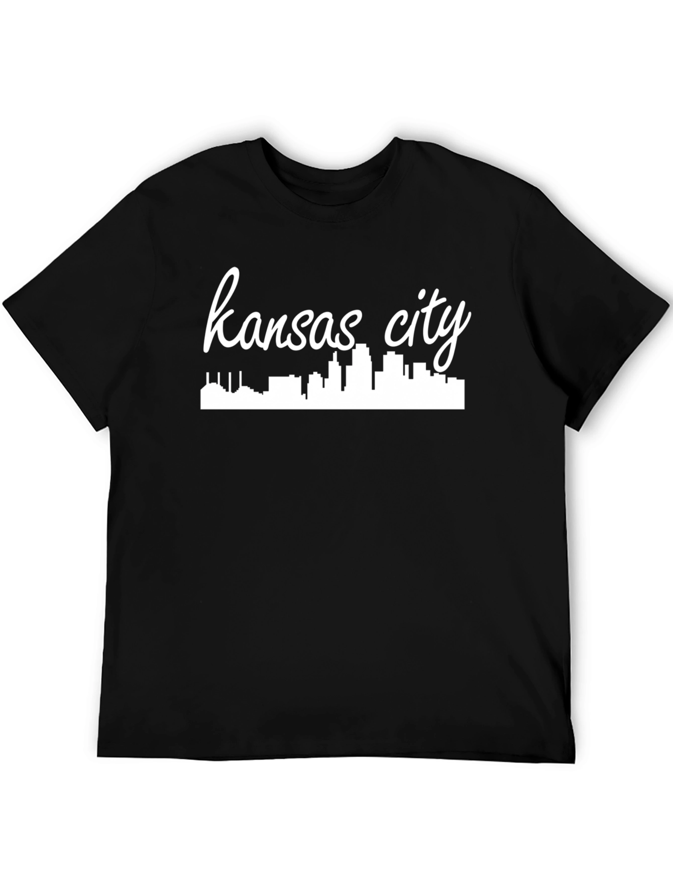 Kansas City Skyline Graphic Tee - Black Cotton Shirt