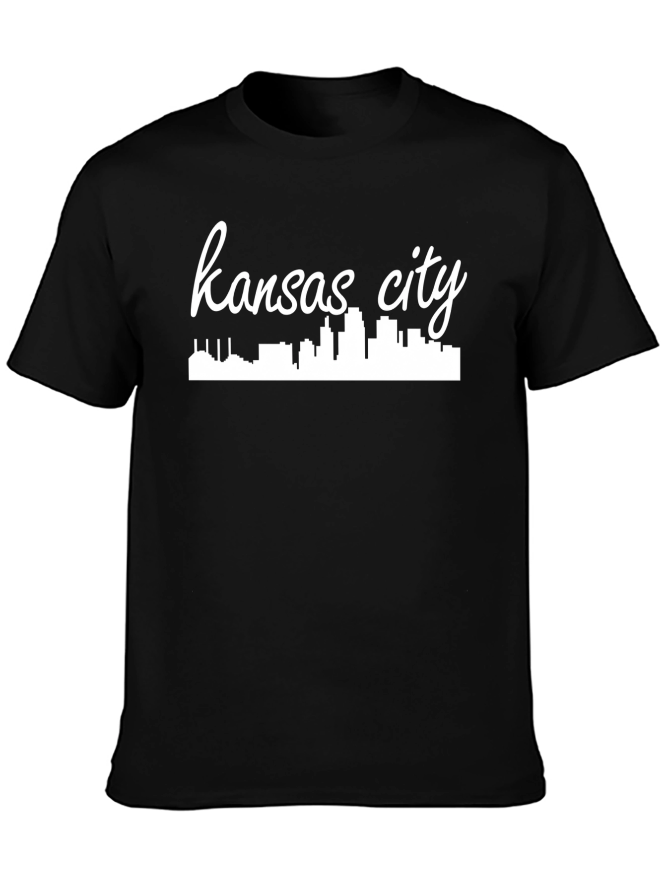 Kansas City Skyline Graphic Tee - Black Cotton Shirt