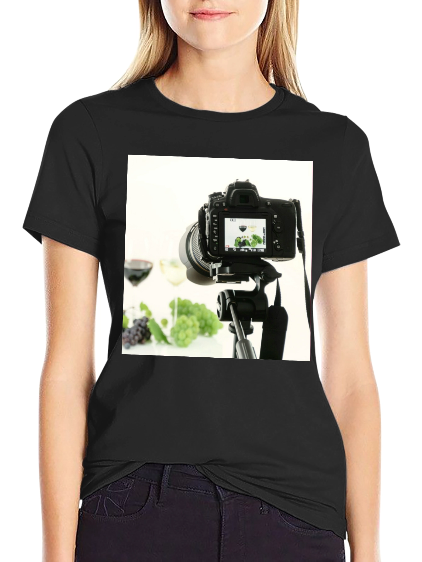 Photographers Delight: Camera & Wine Graphic Tee